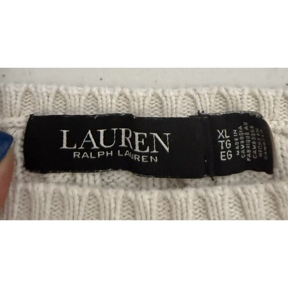 Lauren Ralph Lauren Cable Knit Tank Top Blue Label Womens XL Ivory - Picture 4 of 7